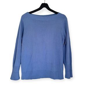 Lauren Ralph Lauren Blue 100% Silk Boatneck Top Size Large